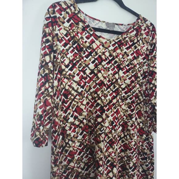 J.Jill Wherever Collection Top M Petite Womens 3/4 Sleeve Multicolor Geometric - Picture 7 of 10
